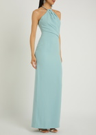 Solace London Riva Draped Crepe Gown Light Blue