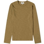 YMC Men's Long Sleeve Triple Striped T-Shirt in Olive