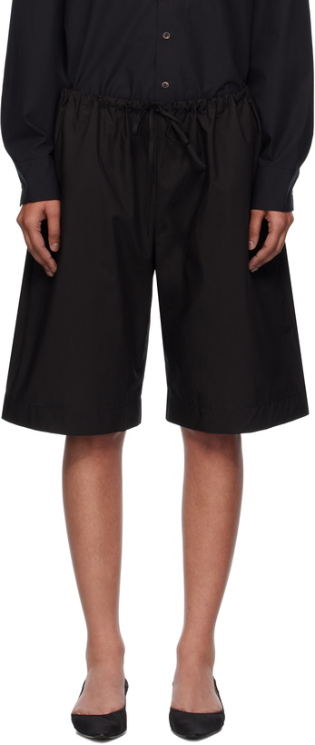 Photo: Bambou Roger Kwong Black Cotton Poplin Oversized Shorts
