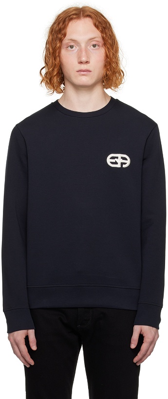 Photo: Emporio Armani Navy Embroidered Sweatshirt