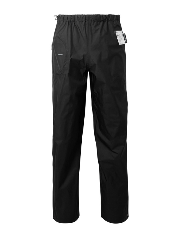 Photo: Satisfy - Straight-Leg Pertex® 3L Rain Logo-Appliquéd Recycled-Ripstop Trousers - Black
