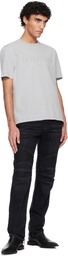 Balmain Gray Vintage 'Balmain' Embroidered T-shirt