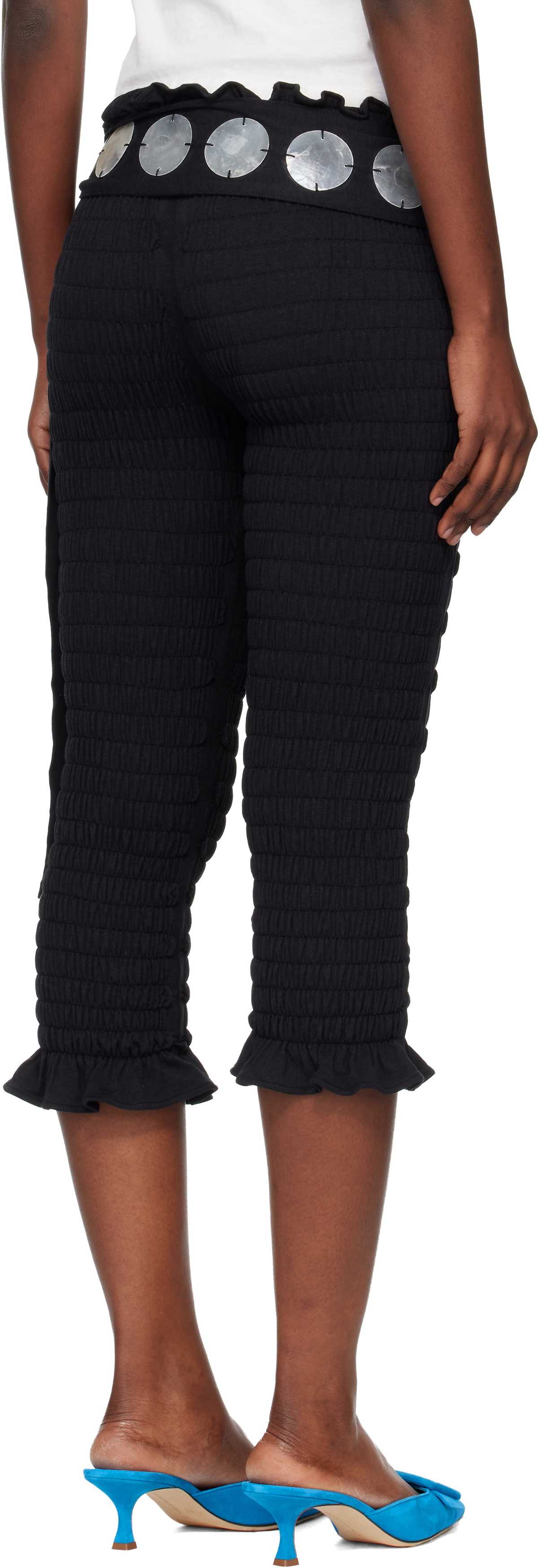 Conner Ives Black 'The Shirred Capri' Trousers