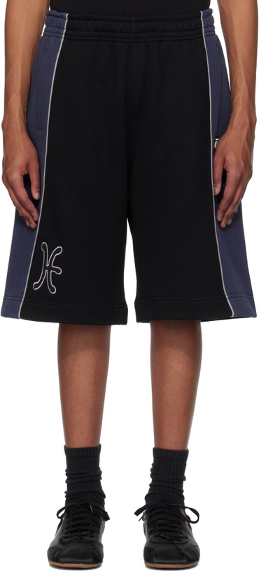 Photo: Kijun Black & Blue Paneled Shorts