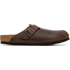 Birkenstock Brown Regular Boston Oiled Leather Slip-on Loafers