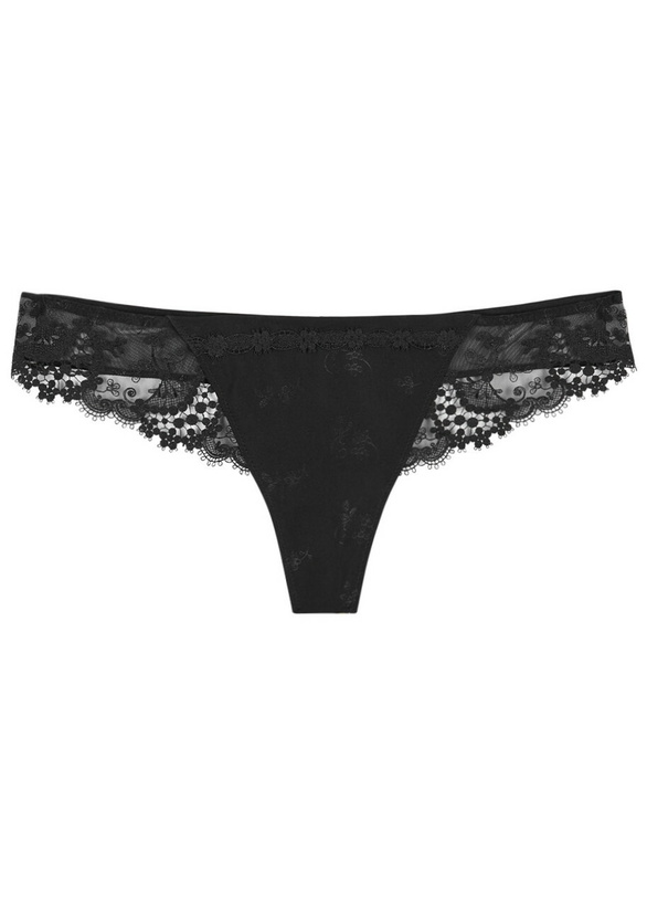 Photo: Simone Perele Wish Black Satin Thong, Thong, Partially Lined