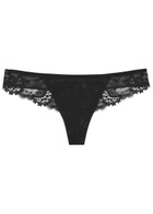 Simone Perele Wish Black Satin Thong, Thong, Partially Lined