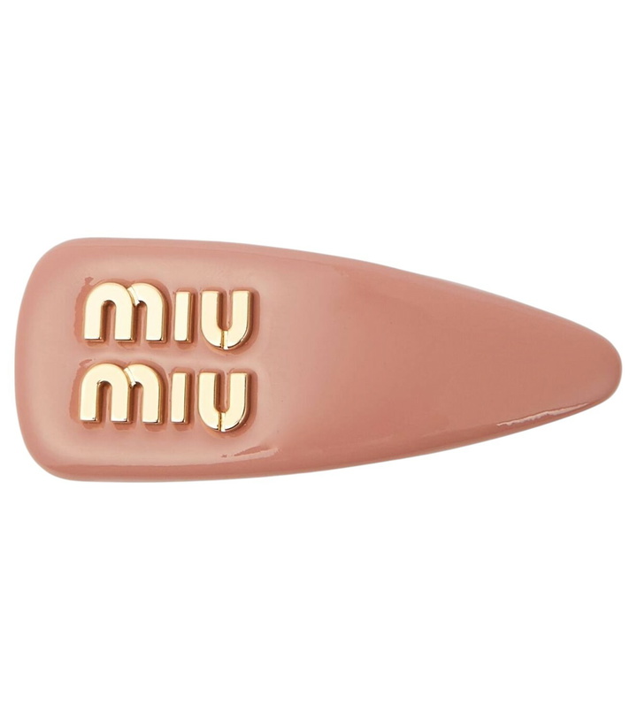 Photo: Miu Miu Logo patent leather hair clip