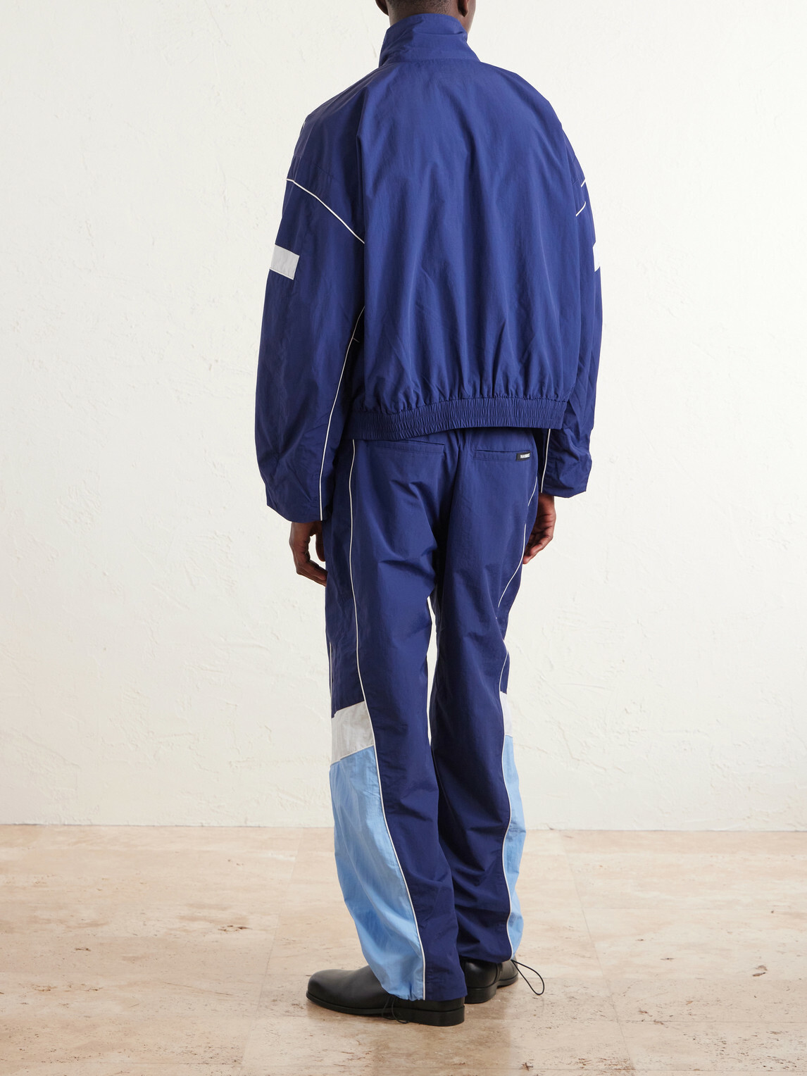 NAHMIAS - Logo-Embroidered Striped Nylon Jacket - Blue