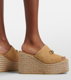 Gucci Horsebit GG suede espadrille wedges