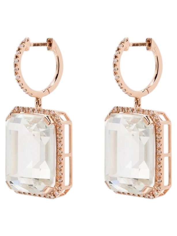 Photo: SHAY 18K Rose Gold Portrait White Topaz Earrings