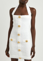 Balmain Cotton-blend Bouclé Mini Dress White