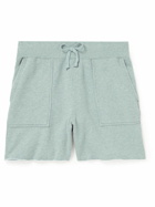 Save Khaki United - Straight-Leg Distressed Organic Cotton-Jersey Drawstring Shorts - Blue