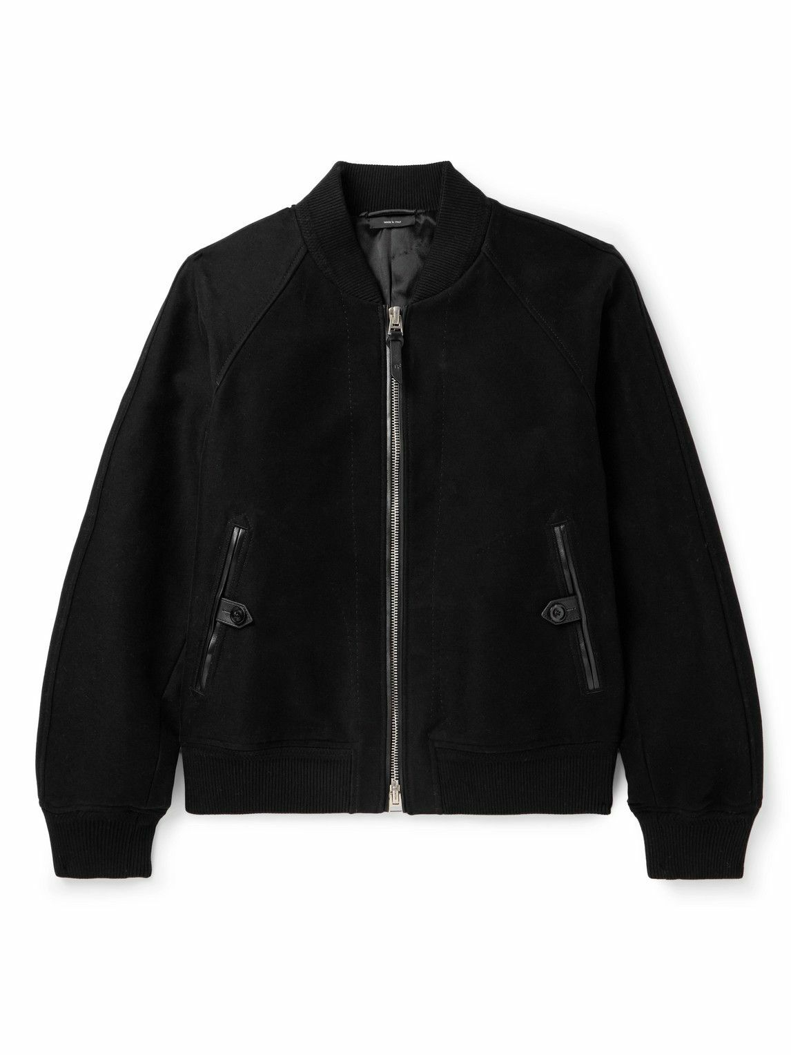 TOM FORD - Leather-Trimmed Cotton Bomber Jacket - Black TOM FORD