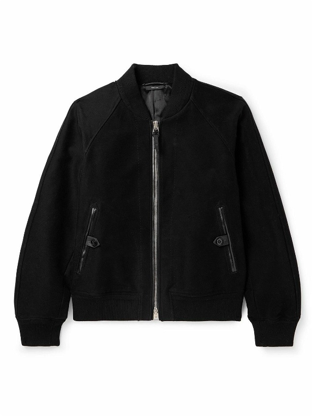 Photo: TOM FORD - Leather-Trimmed Cotton Bomber Jacket - Black