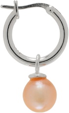 Hatton Labs SSENSE Exclusive Silver & Pink Pearl Hoop Single Earring