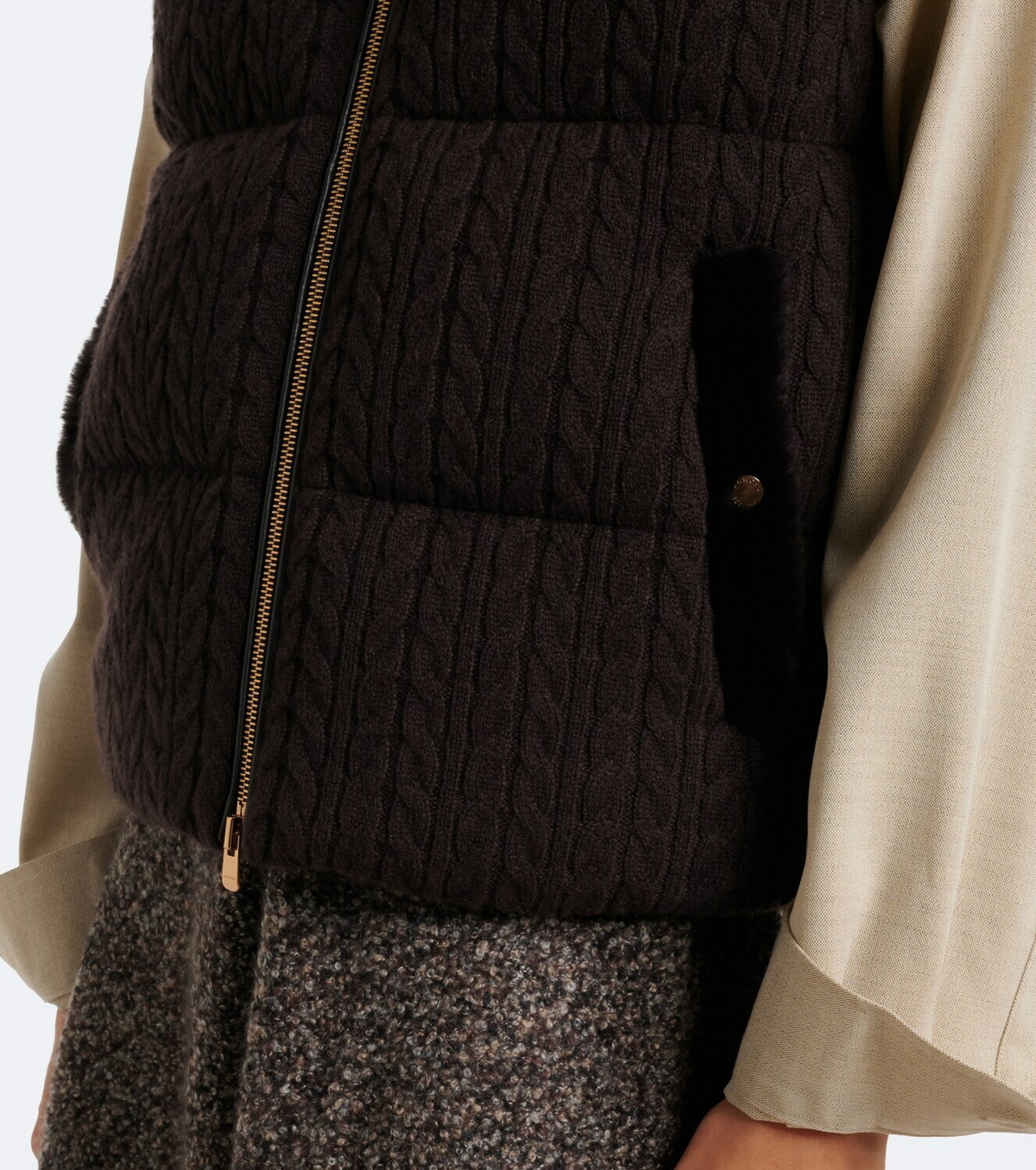 Agnona Cable-knit cashmere puffer vest