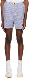 Mr. Saturday White & Blue Patch Shorts