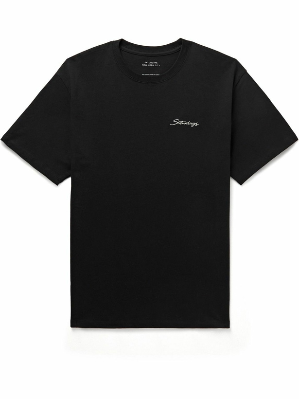 Photo: Saturdays NYC - Logo-Embroidered Cotton-Jersey T-Shirt - Black