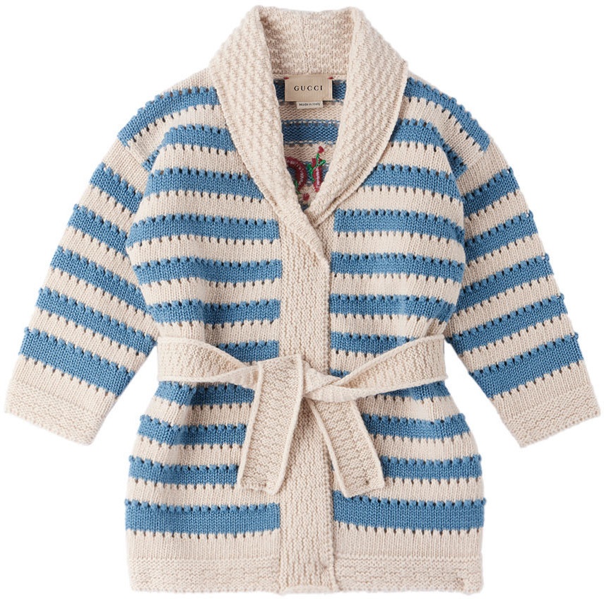 Gucci Baby Beige & Blue Striped Cardigan Gucci