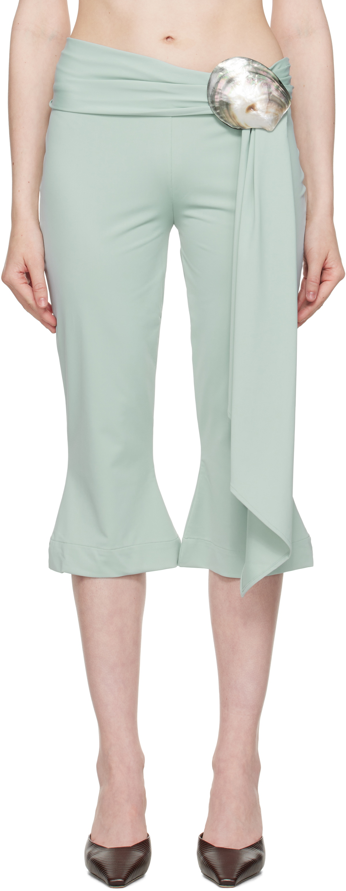 Conner Ives Blue Shell Belt Capri Trousers