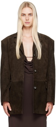 Magda Butrym Brown Paneled Leather Jacket