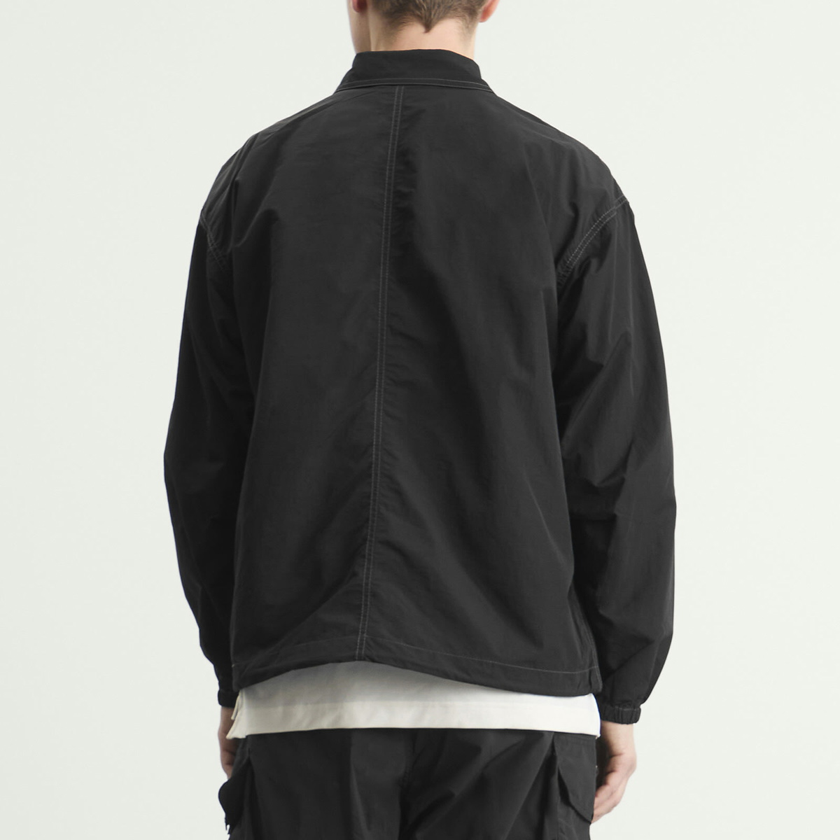 and wander Men's Crinkled Nylon Shirt Jacket in Black