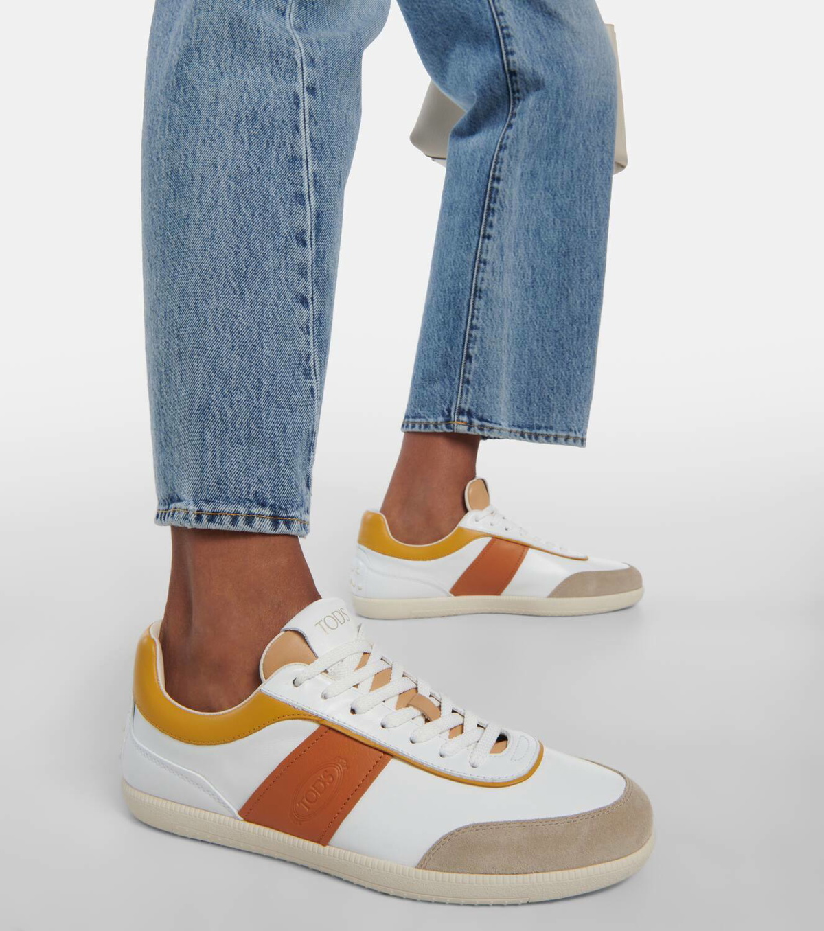 Tod's Tabs suede-trimmed leather sneakers Tod's