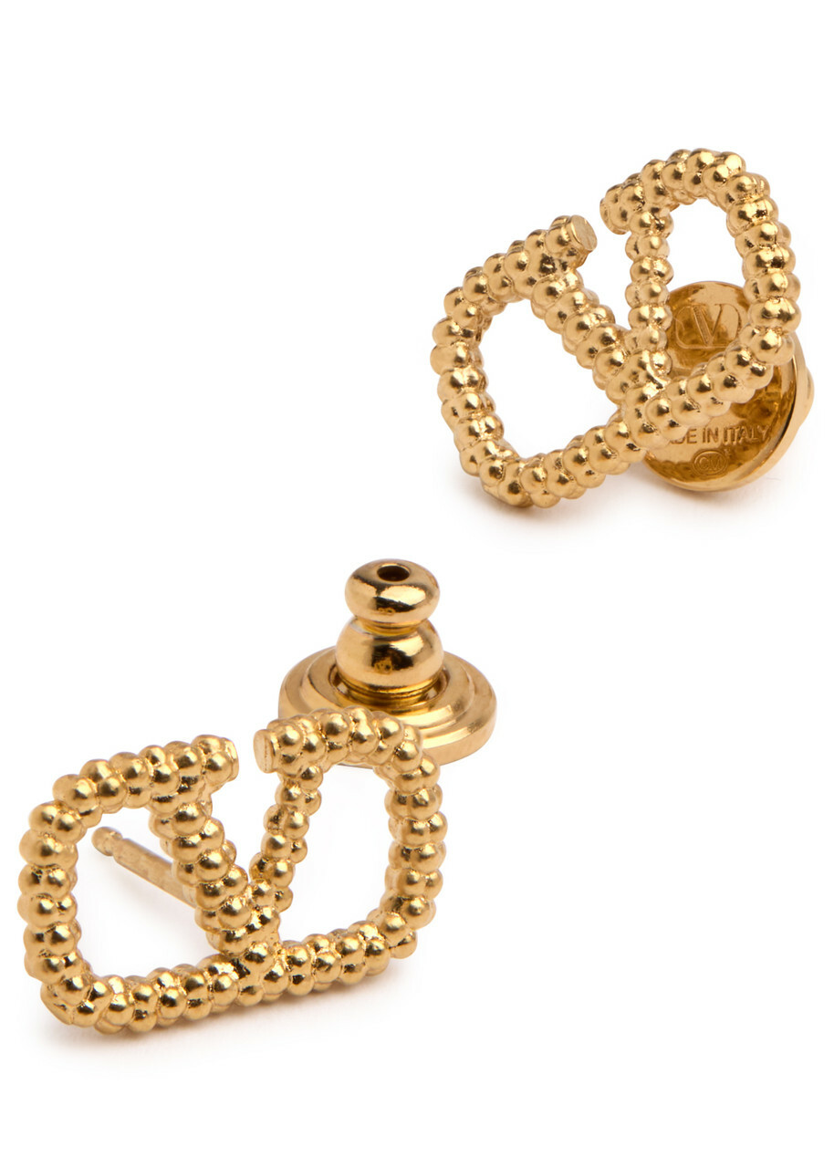Valentino Garavani VLogo Textured Stud Earrings - Gold - One