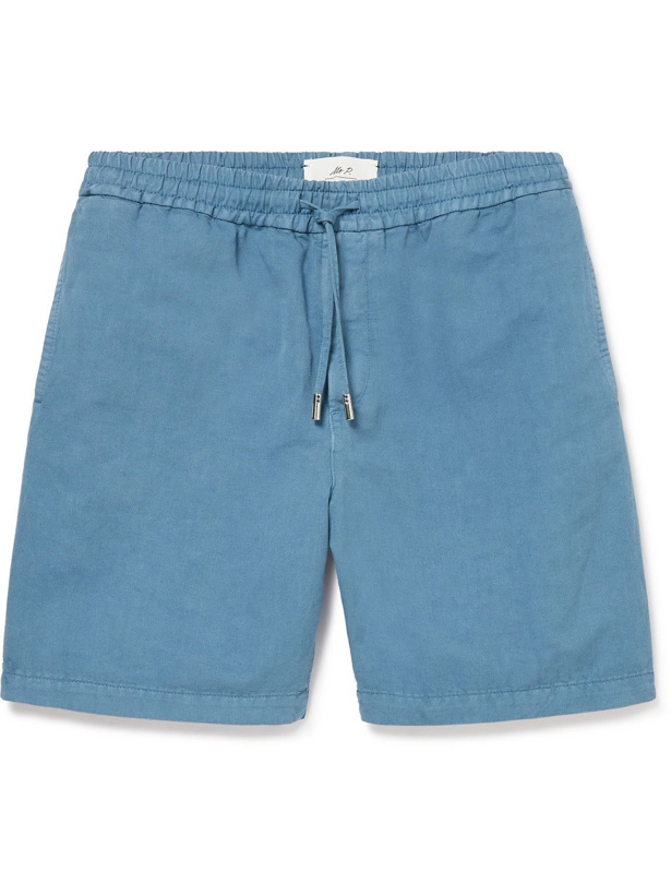 Photo: Mr P. - Cotton and Linen-Blend Twill Drawstring Shorts - Blue
