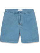 Mr P. - Cotton and Linen-Blend Twill Drawstring Shorts - Blue