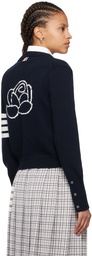 Thom Browne Navy 4-Bar Rose Icon Cardigan