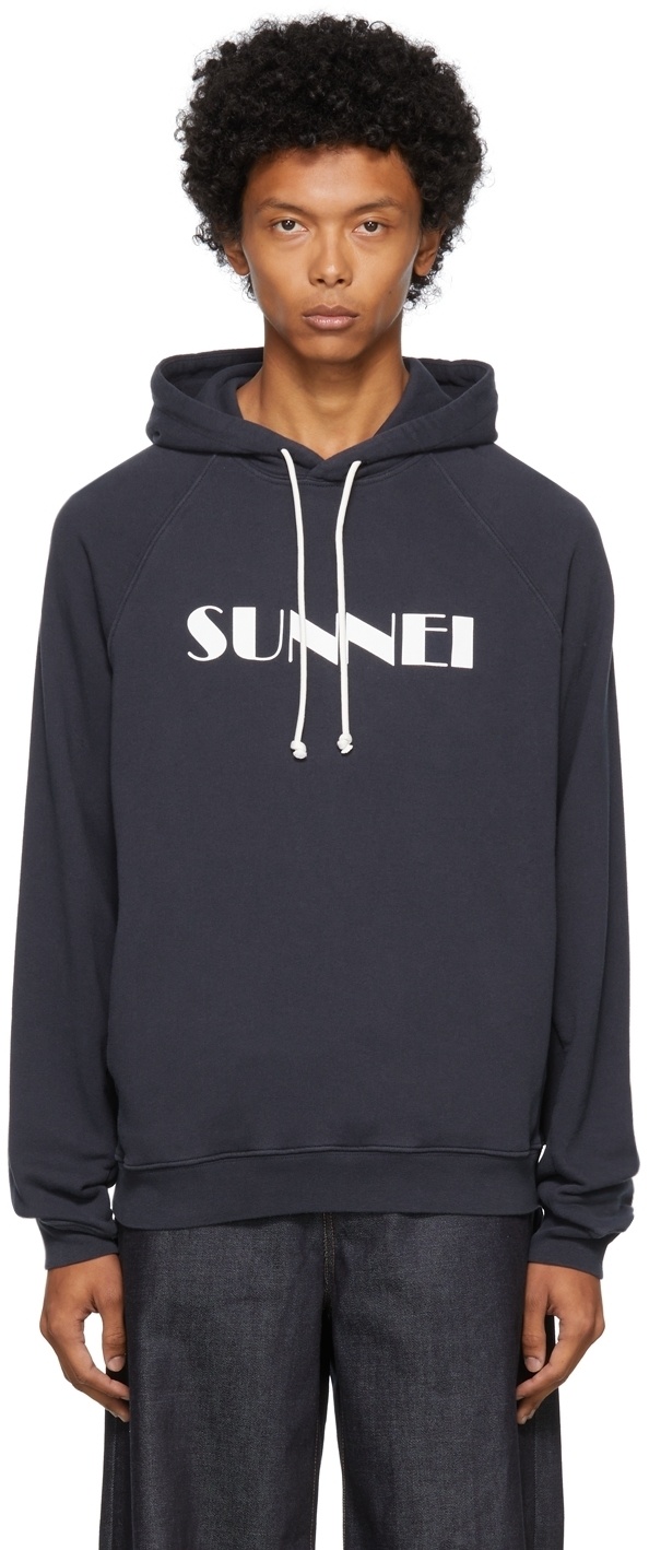 Sunnei Navy Logo Hoodie Sunnei