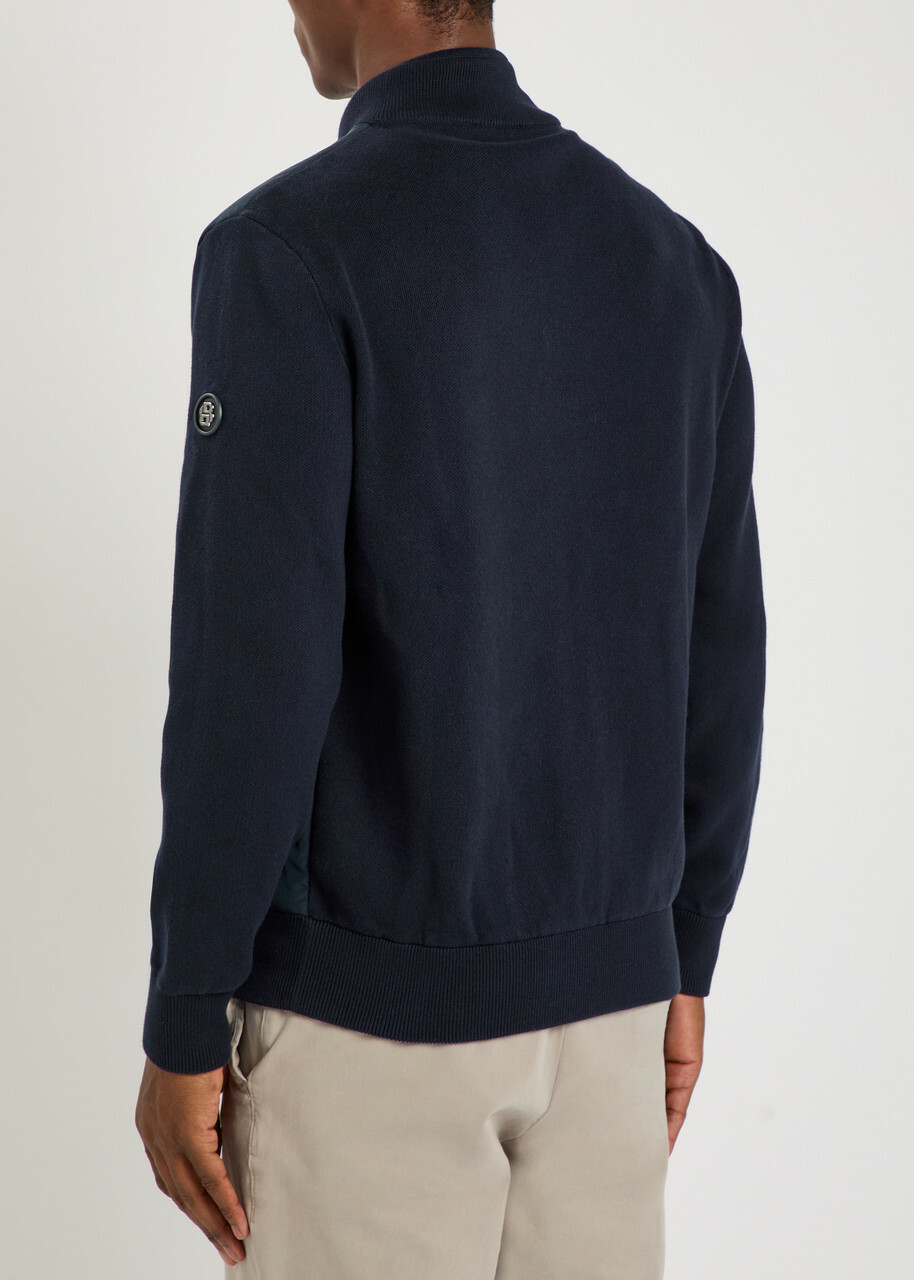 Boss Levaio Quilted Cotton and Shell Bomber Jacket Navy