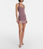Aya Muse Lace-trimmed halterneck silk and cotton minidress