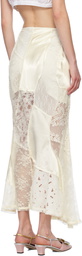 Yuhan Wang White Lace Patched Mermaid Midi Skirt