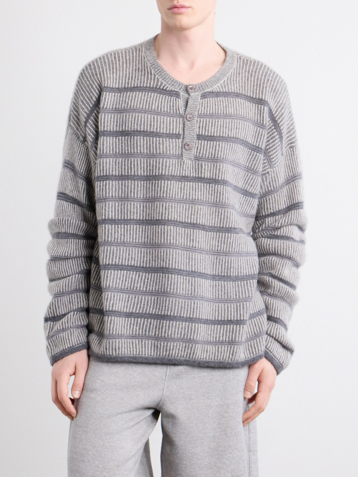 The Elder Statesman - Nimbus Striped Cashmere Sweater - Gray