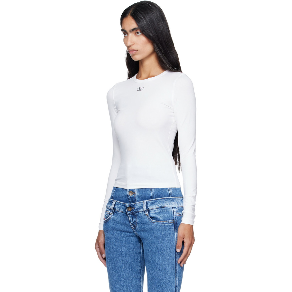 Diesel White T-Uncutieslong-Ls-Od T-shirt