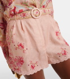 Camilla Embellished floral linen shorts