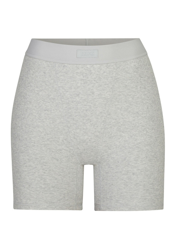 Photo: Skims Cotton-rib Boxer Shorts Light Grey