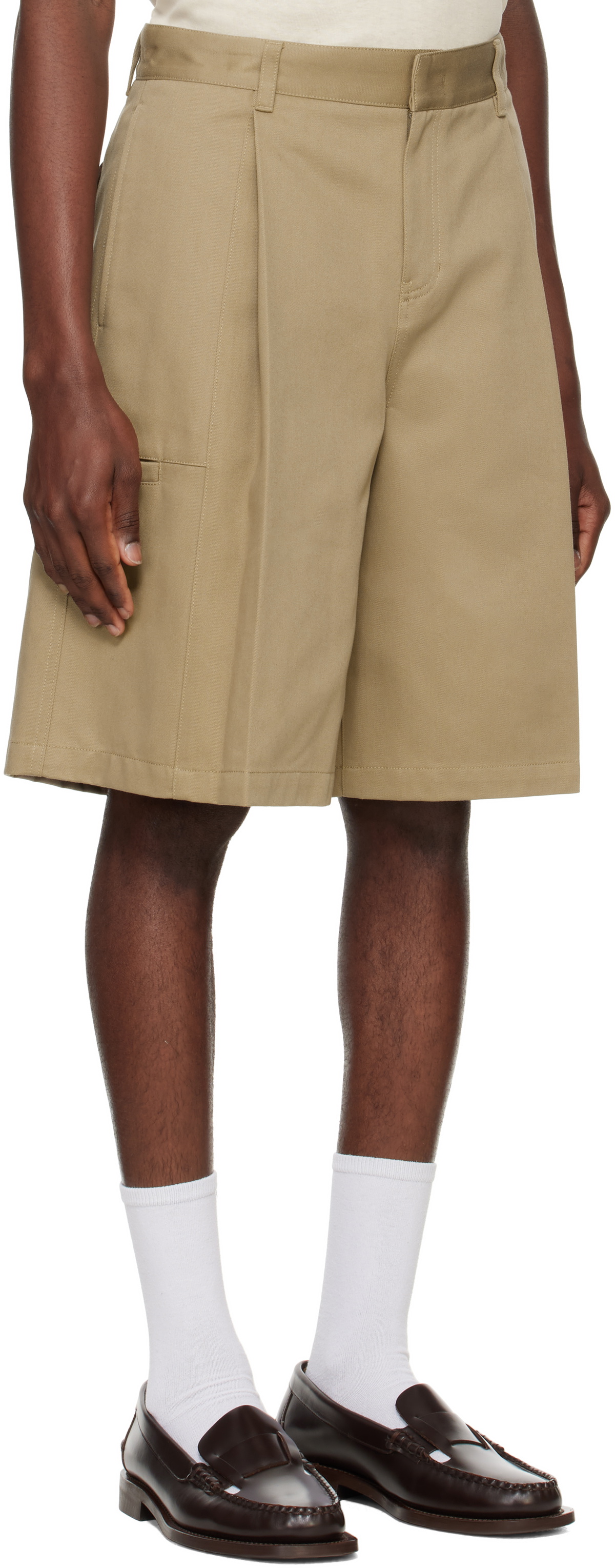 System Khaki Pleated Bermuda Shorts