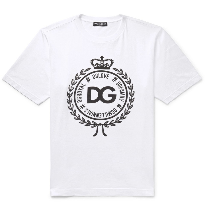 Photo: Dolce & Gabbana - Logo-Print Cotton-Jersey T-Shirt - Men - White