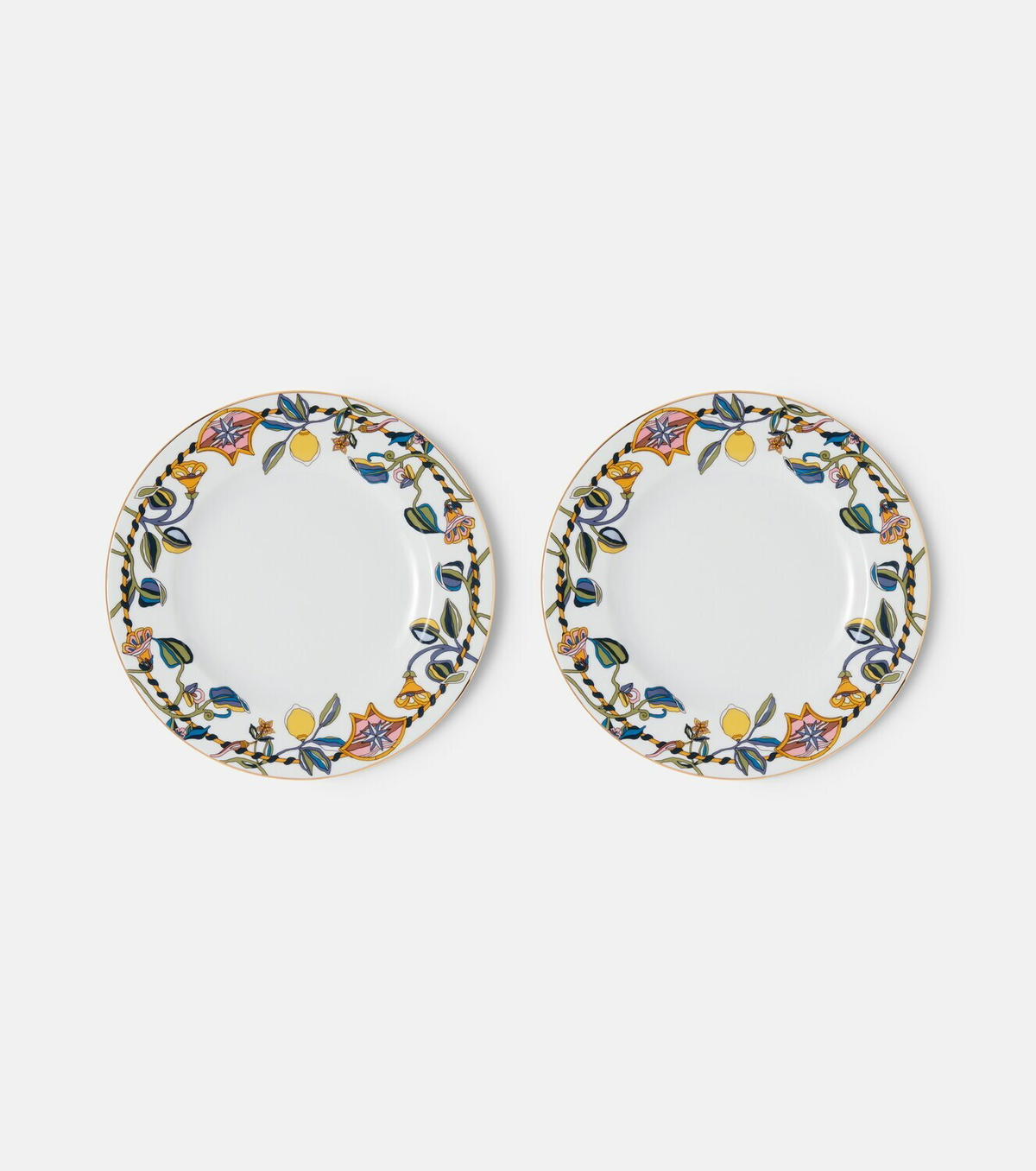 La DoubleJ Borboni White set of 2 porcelain dinner plates