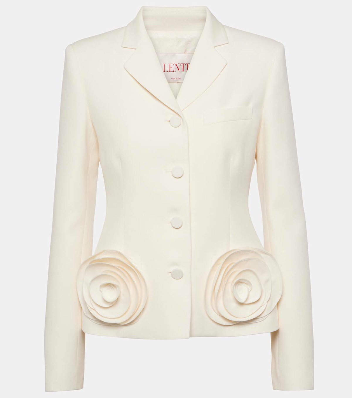 【関税&送料込】Valentino Garavani Cream Crepe Couture Blaze Crepe Couture Blazer for Woman in Celestial Blue | Valentino US