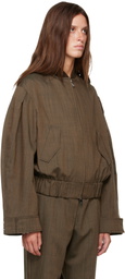 GANNI Brown Wool Melange Bomber Jacket