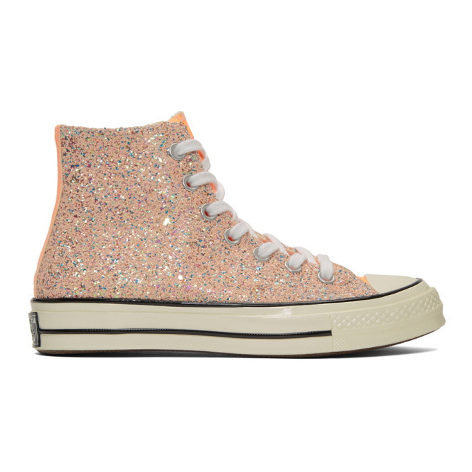 Photo: JW Anderson Orange Converse Edition Glitter Chuck 70 High Sneakers