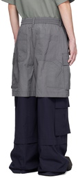 Juun.J Gray & Navy Layered Cargo Pants