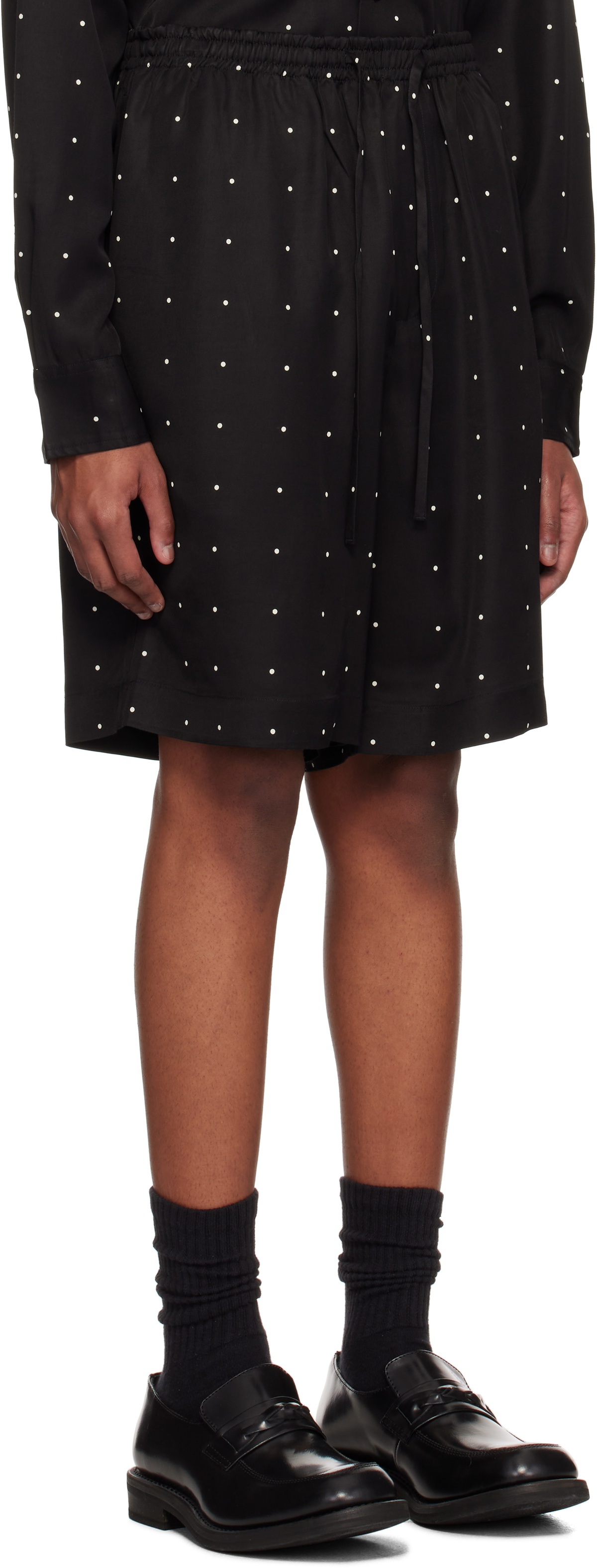 Róhe Black Dotted Elasticated Shorts
