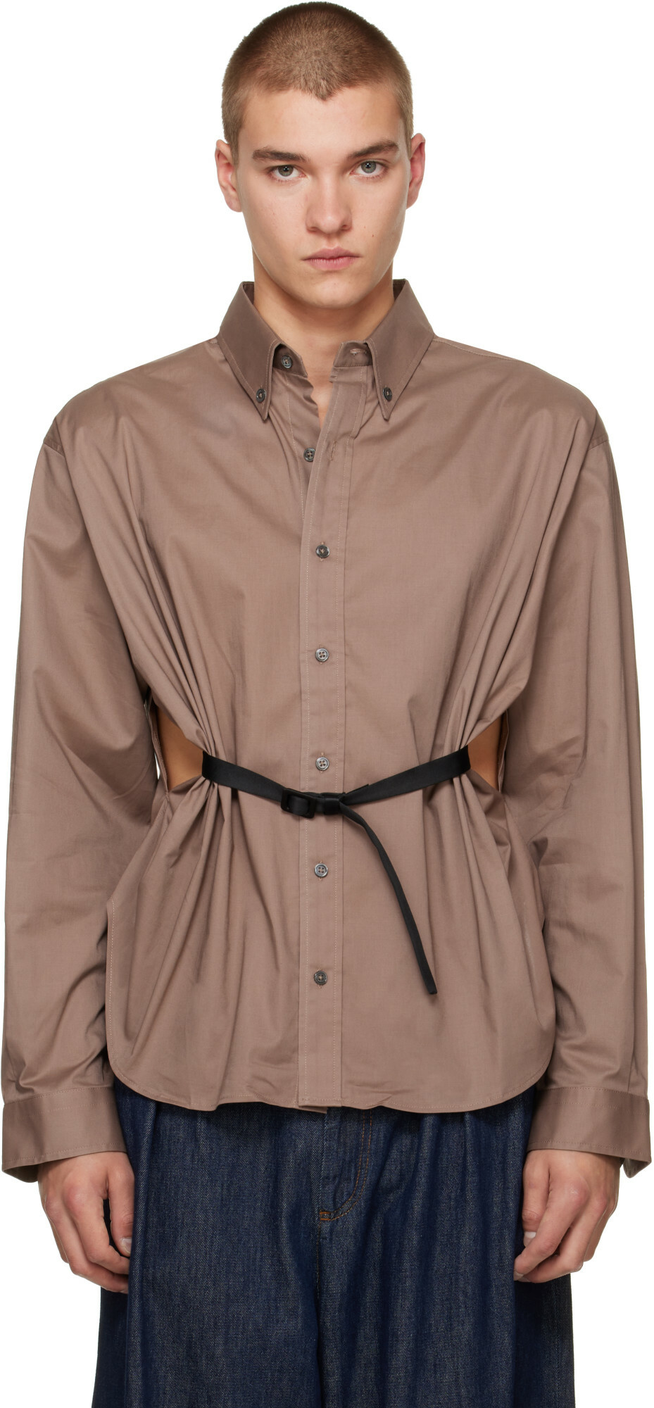 VAQUERA Taupe Belted Shirt