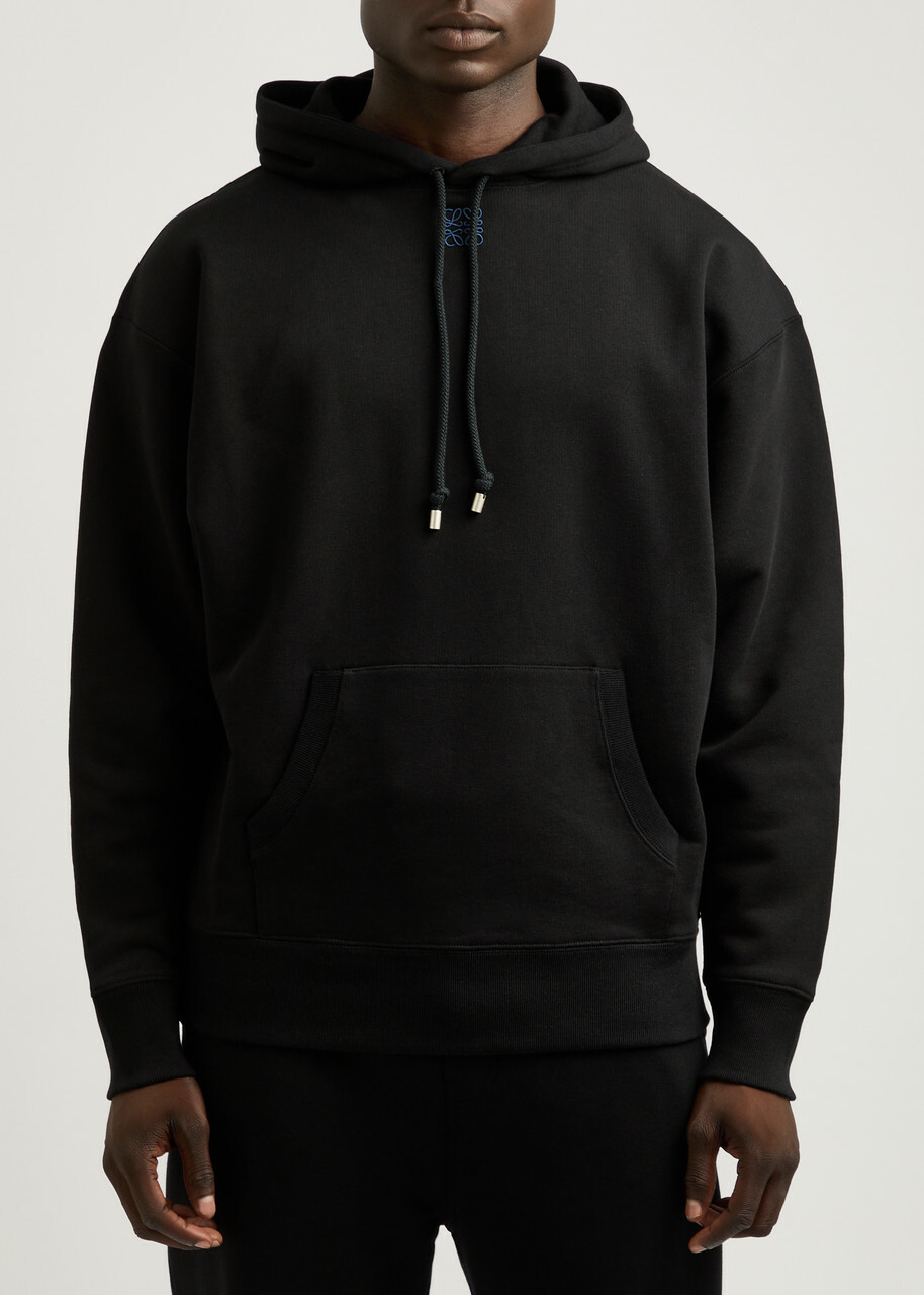 Loewe Anagram Hooded Cotton Sweatshirt Black